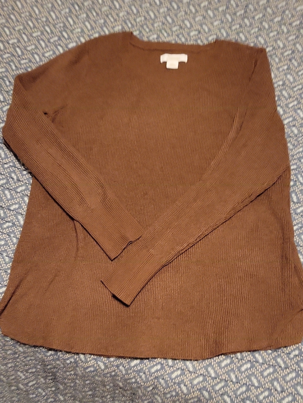 Natural Reflections Chocolate Brown Ribbed Crew Neck Sweater